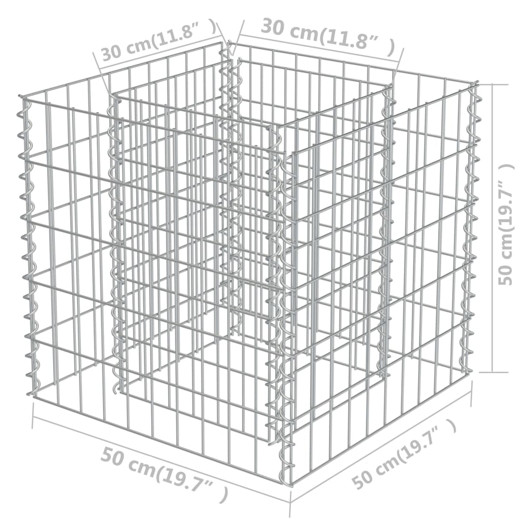 Gabion høybed galvanisert stål 50x50x50 cm