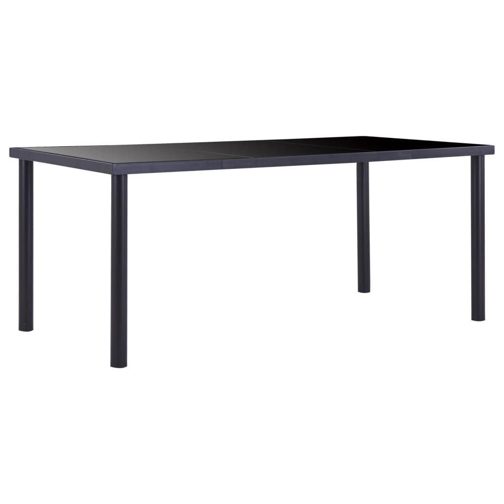 Spisebord svart 180x90x75 cm herdet glass