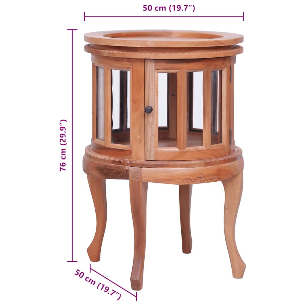 Vitrineskap naturell 50x50x76 cm heltre mahogni