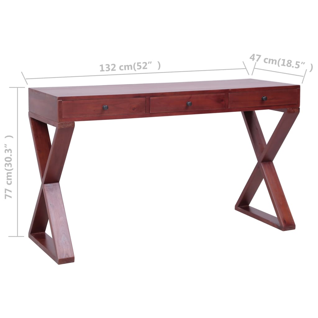 Databord brun 132x47x77 cm heltre mahogni