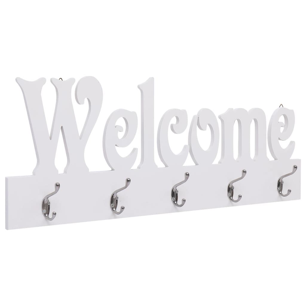 Veggmontert garderobepanel WELCOME hvit 74x29,5 cm vidaXL