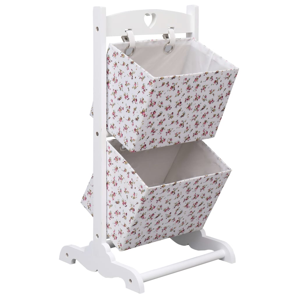 Kurvstativ med 2 kurver blomster 35x35x72 cm tre