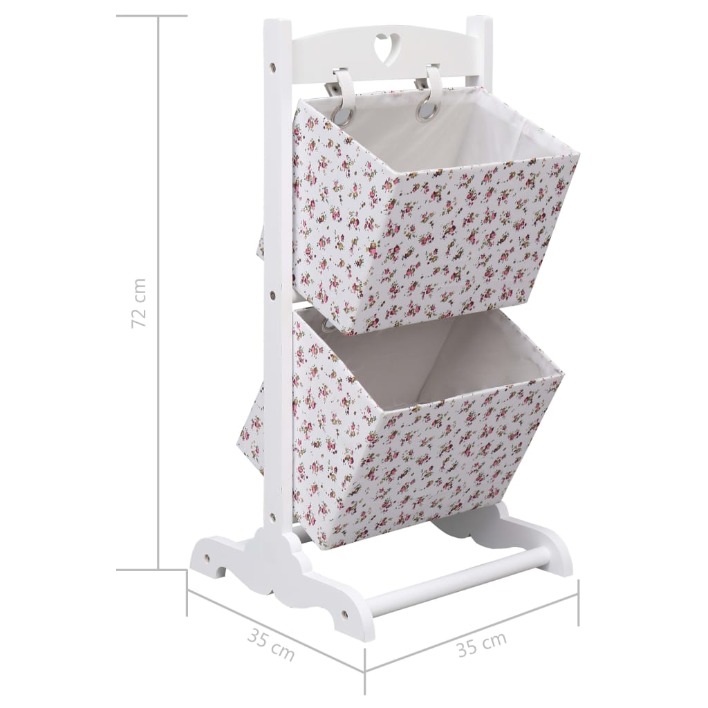 Kurvstativ med 2 kurver blomster 35x35x72 cm tre