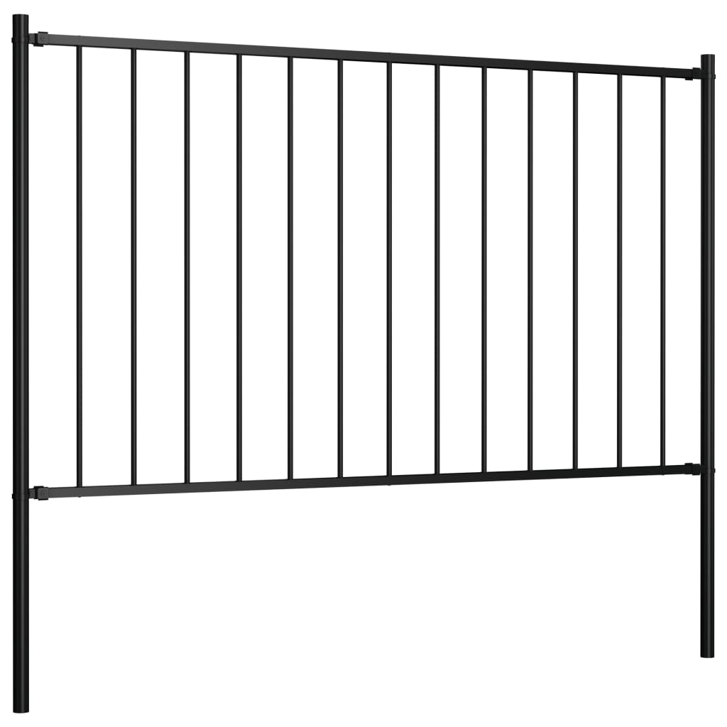 Gjerdepanel Woerden med stolper stål 1,7x1,25 m svart