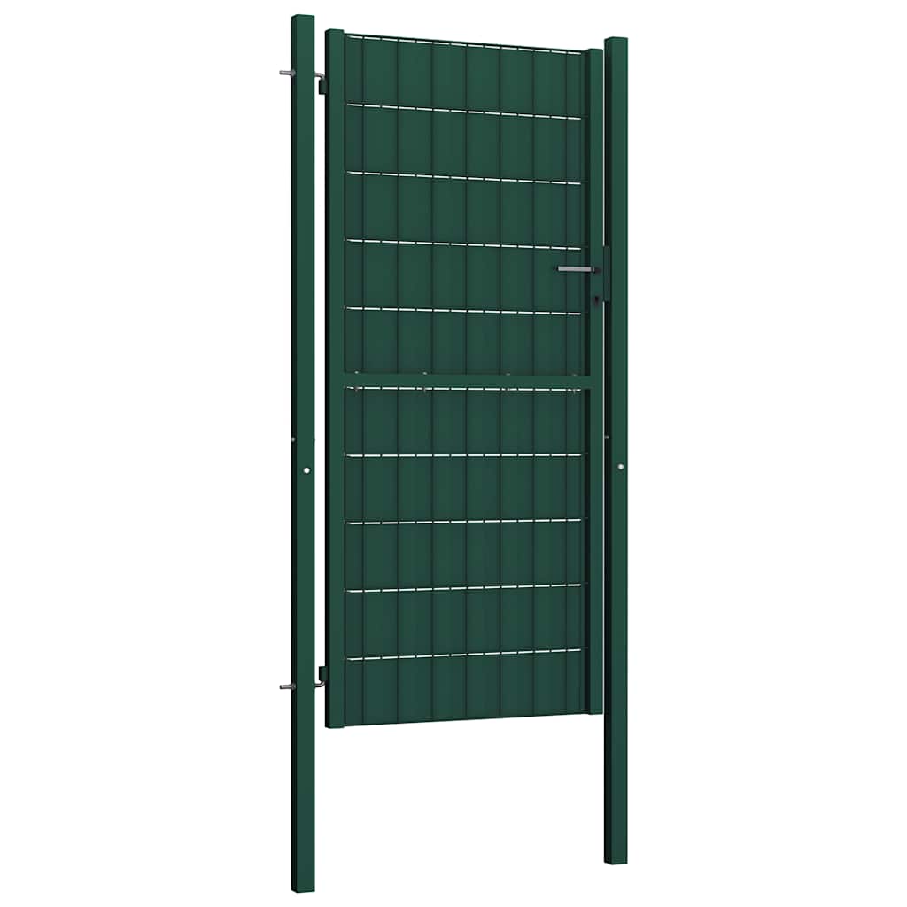 Gjerdeport PVC og stål 100x124 cm grønn vidaXL