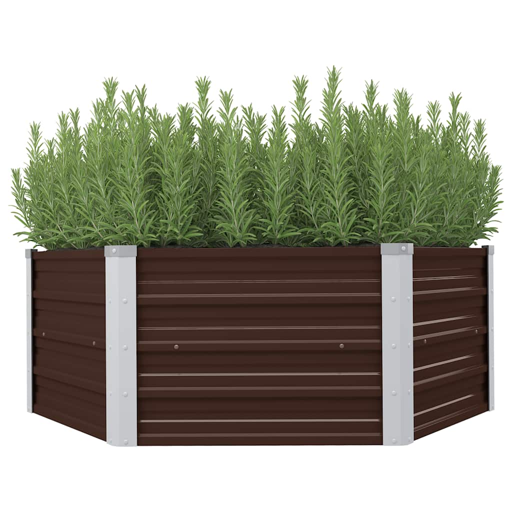 Forhøyet hagebed brun 129x129x45 cm galvanisert stål