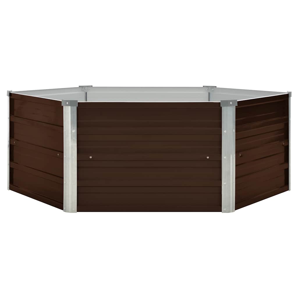Forhøyet hagebed brun 129x129x45 cm galvanisert stål