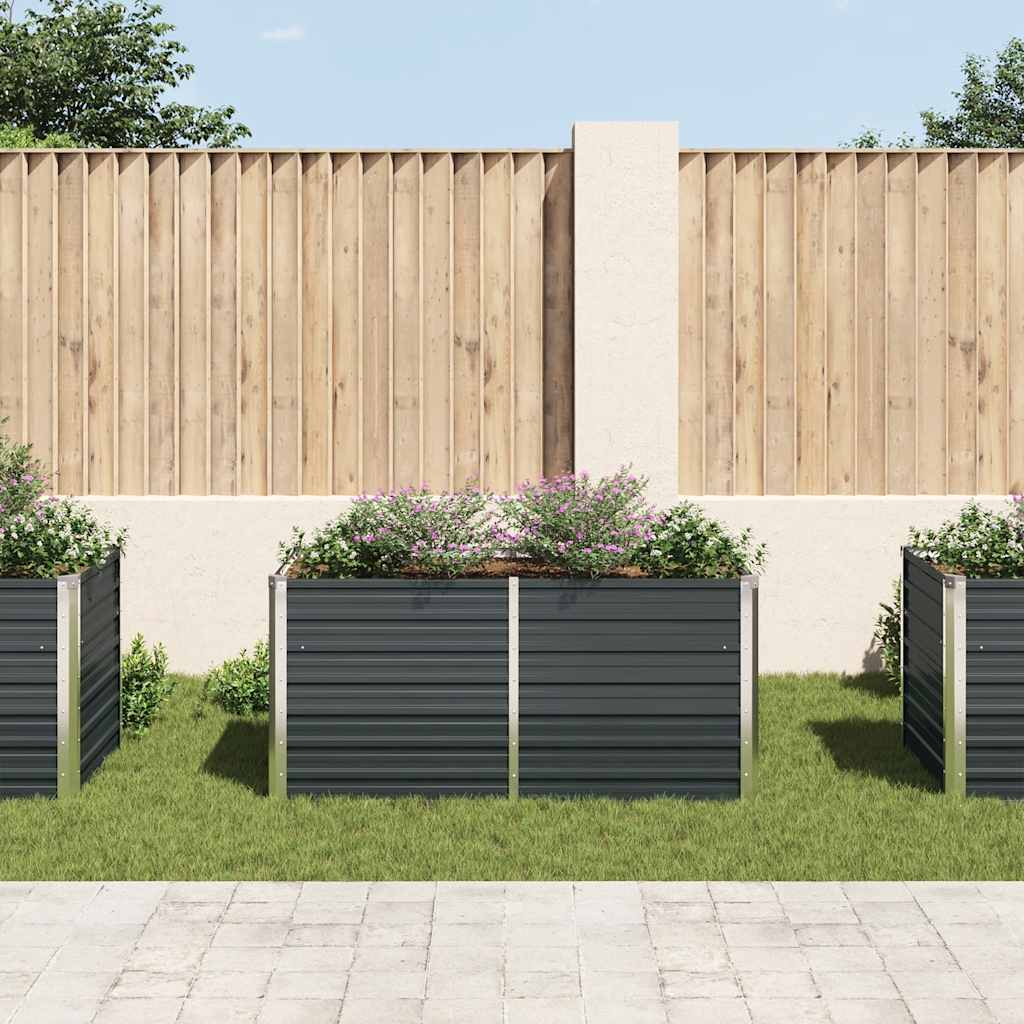 Hevet blomsterkasse antrasitt 160x80x77 cm galvanisert stål