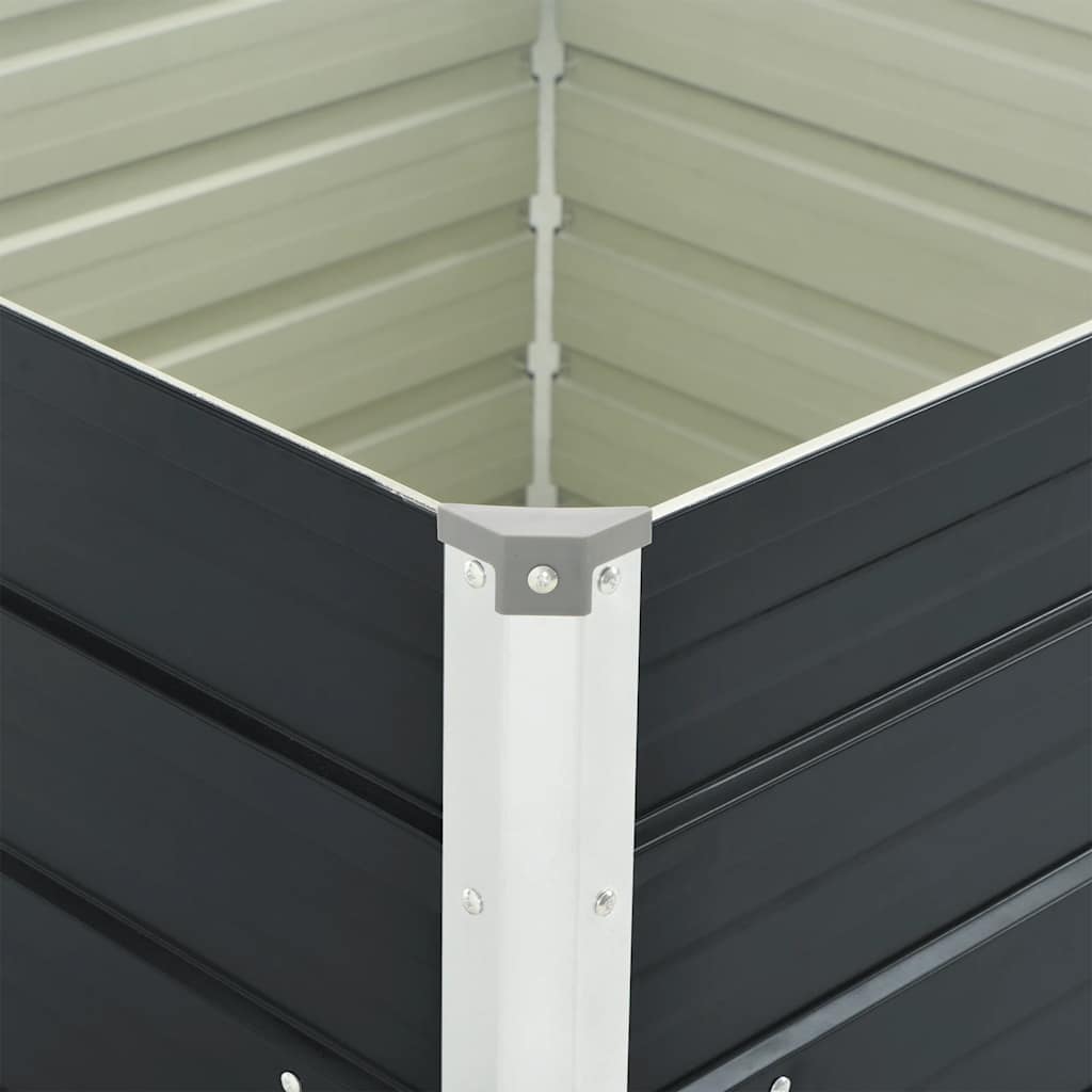 Forhøyet hagebed antrasitt 100x100x77 cm galvanisert stål