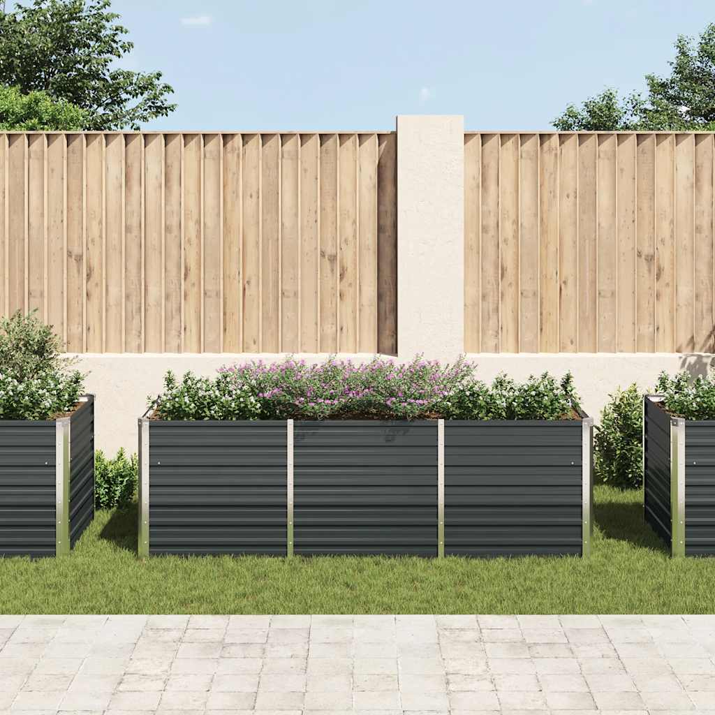 Høybed antrasitt 240x80x77 cm galvanisert stål