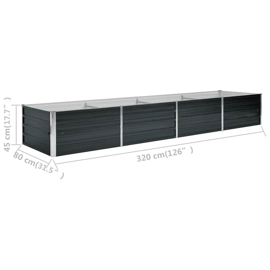 Høybed antrasitt 320x80x45 cm galvanisert stål