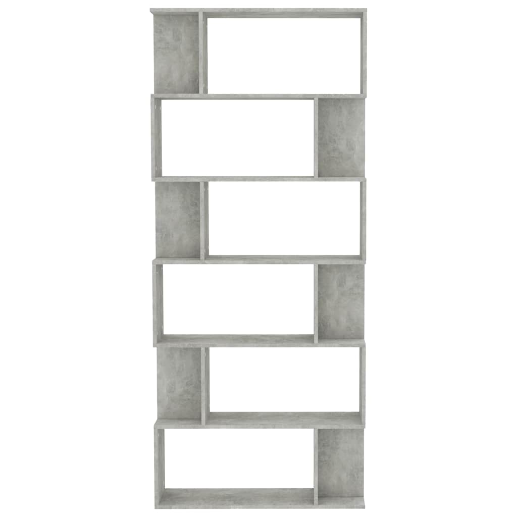 Bokhylle/Romdeler betonggrå 80x24x192 cm konstruert tre