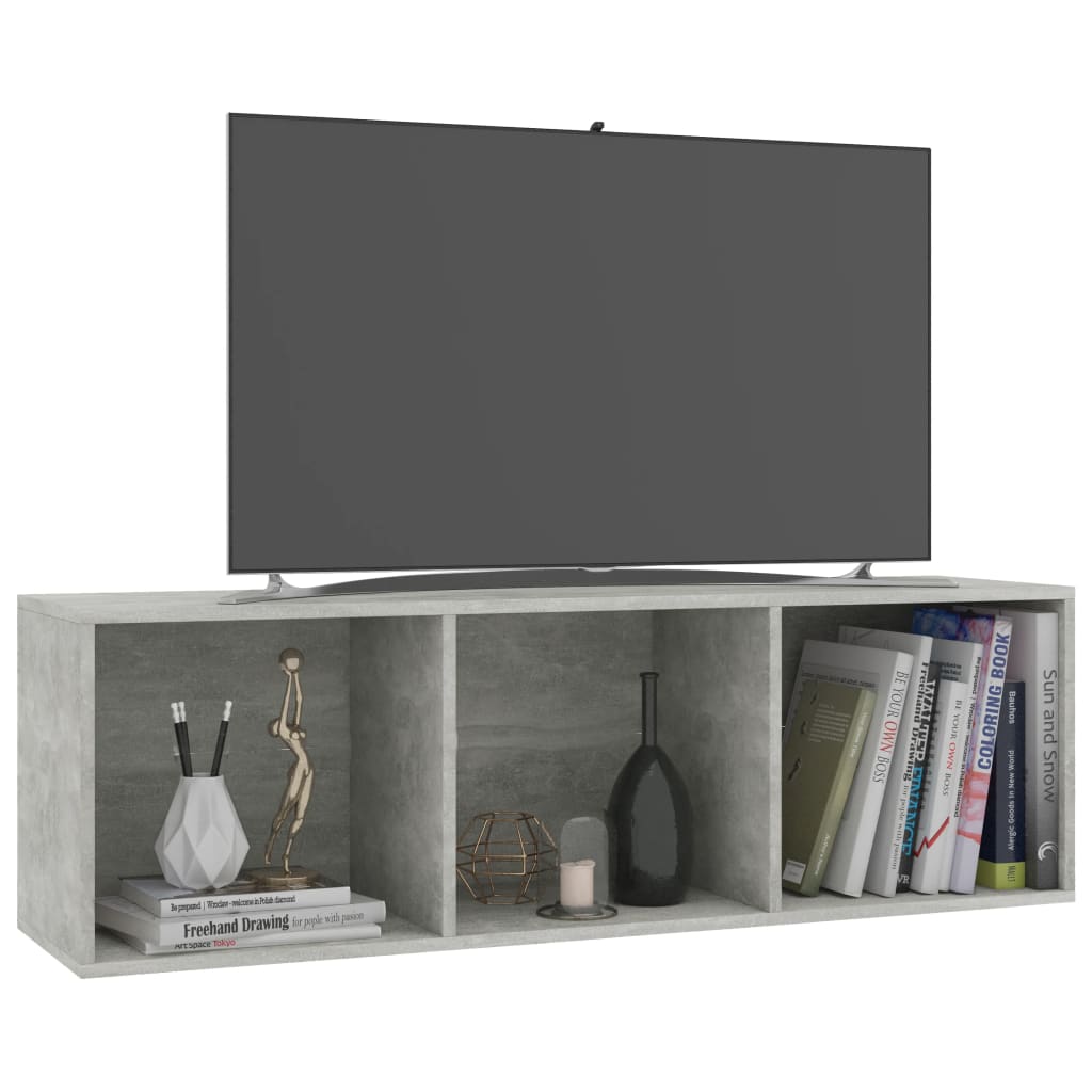Bokhylle/TV-benk betonggrå 36x30x114 cm sponplate