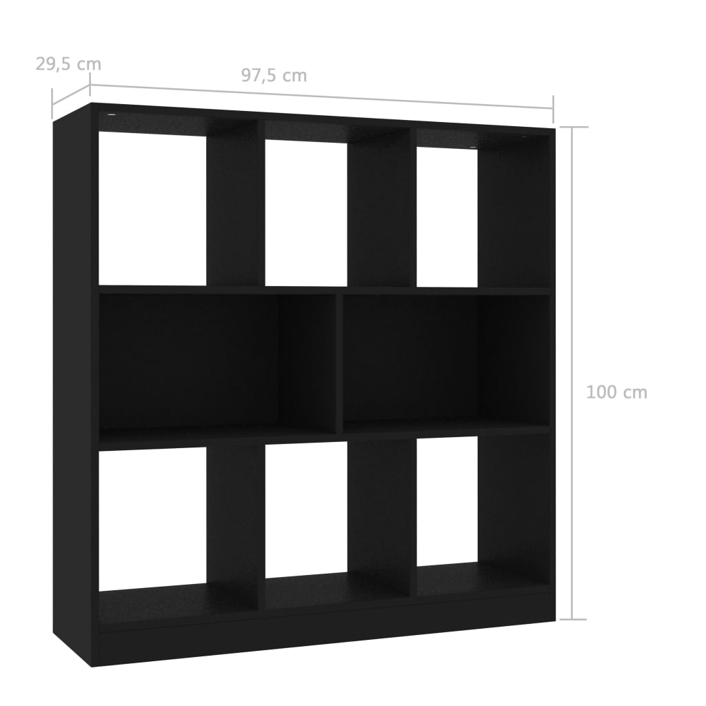 Bokhylle svart 97,5x29,5x100 cm konstruert tre