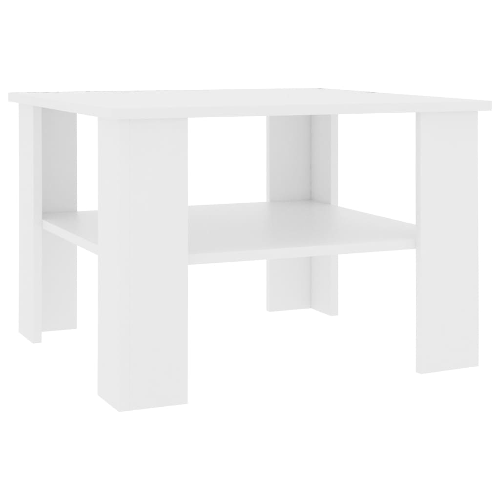 Salongbord hvit 60x60x42 cm konstruert tre