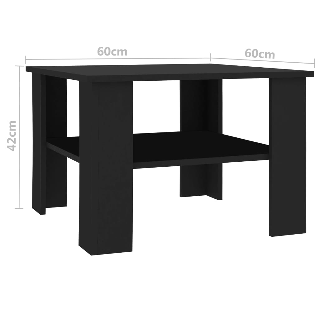 Salongbord svart 60x60x42 cm konstruert tre