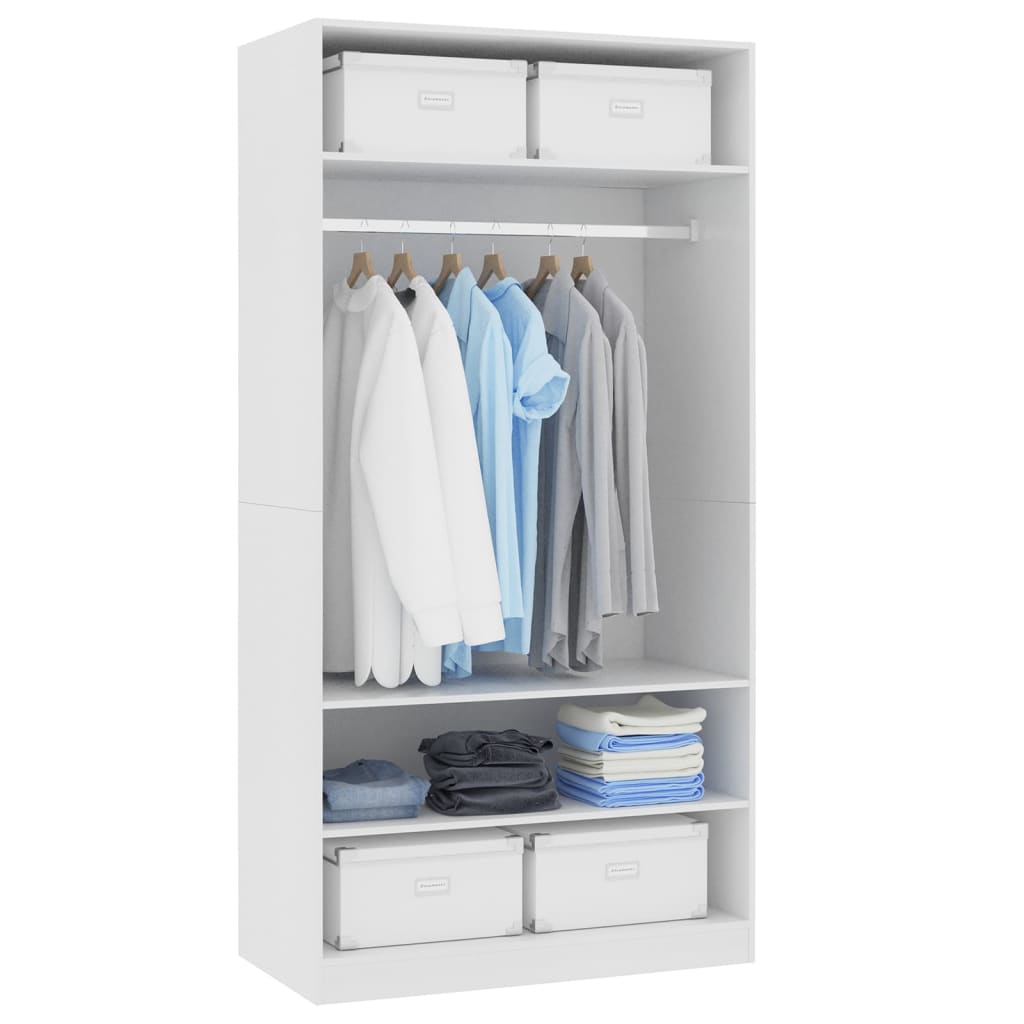 Garderobe hvit 100x50x200 cm konstruert tre