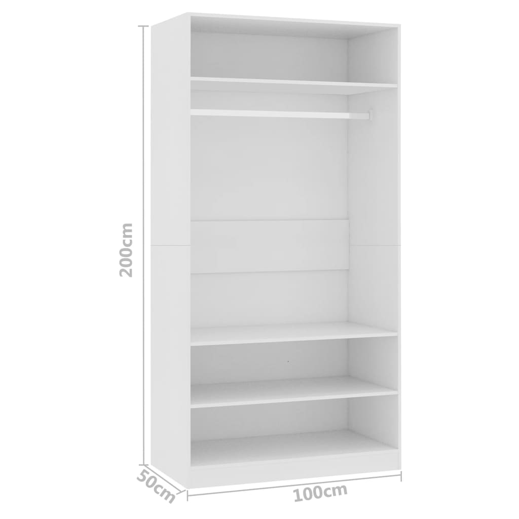 Garderobe hvit 100x50x200 cm konstruert tre