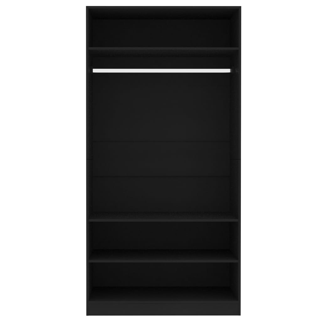 Garderobe svart 100x50x200 cm konstruert tre