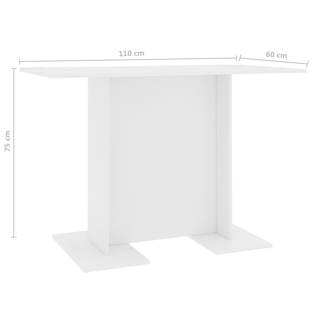 Spisebord hvit 110x60x75 cm konstruert tre