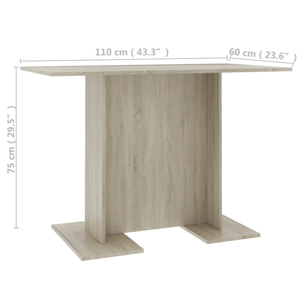 Spisebord sonoma eik 110x60x75 cm konstruert tre