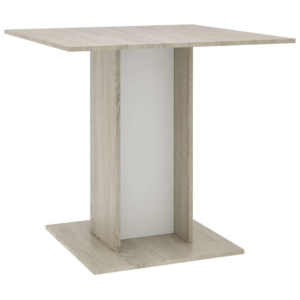 Spisebord hvit og sonoma eik 80x80x75 cm konstruert tre