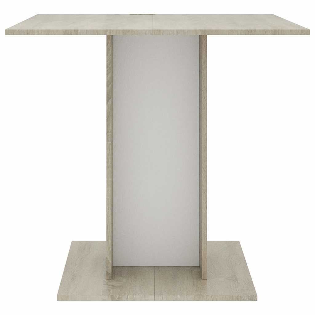 Spisebord hvit og sonoma eik 80x80x75 cm konstruert tre