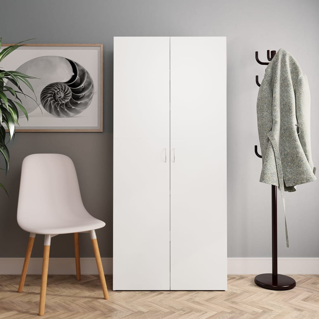 Skoskap hvit 80x35,5x180 cm konstruert tre