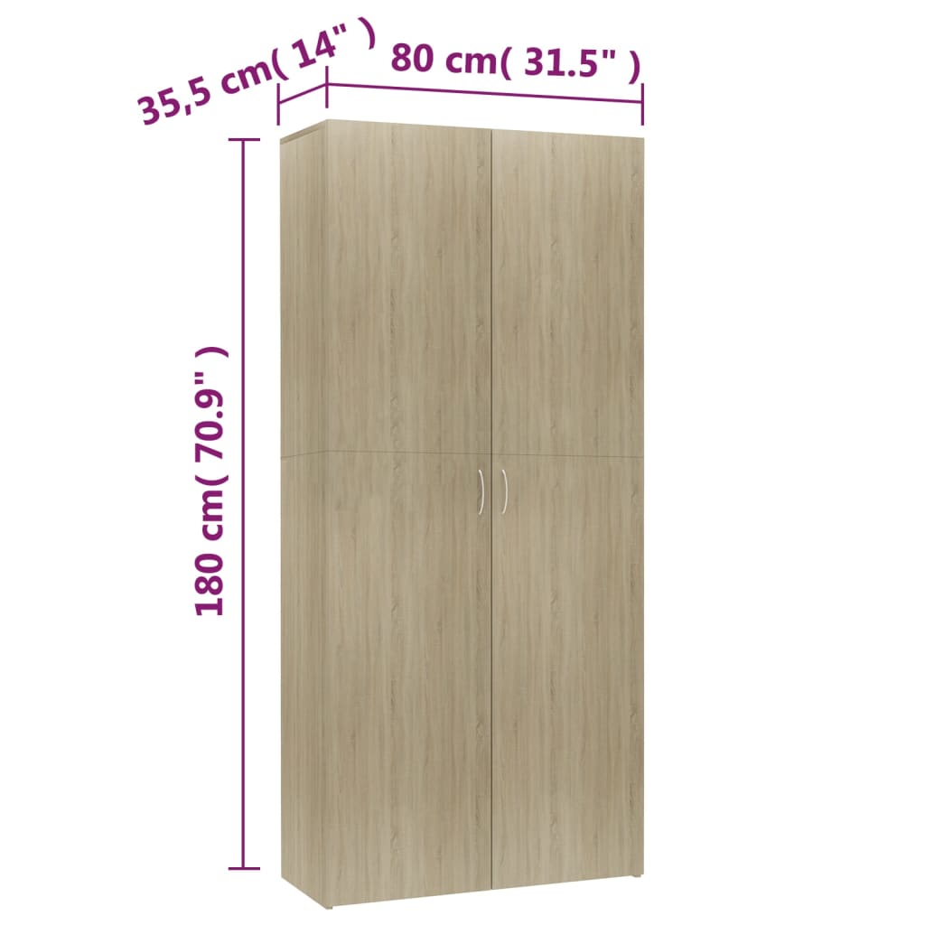 Skoskap sonoma eik 80x35,5x180 cm konstruert tre