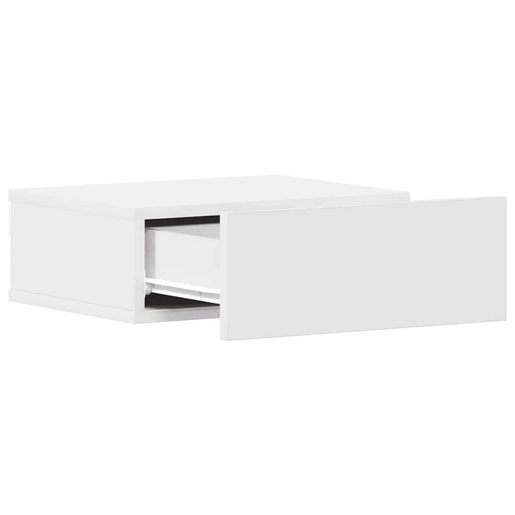 Flytende nattbord 2 stk hvit 40x30x15 cm konstruert tre