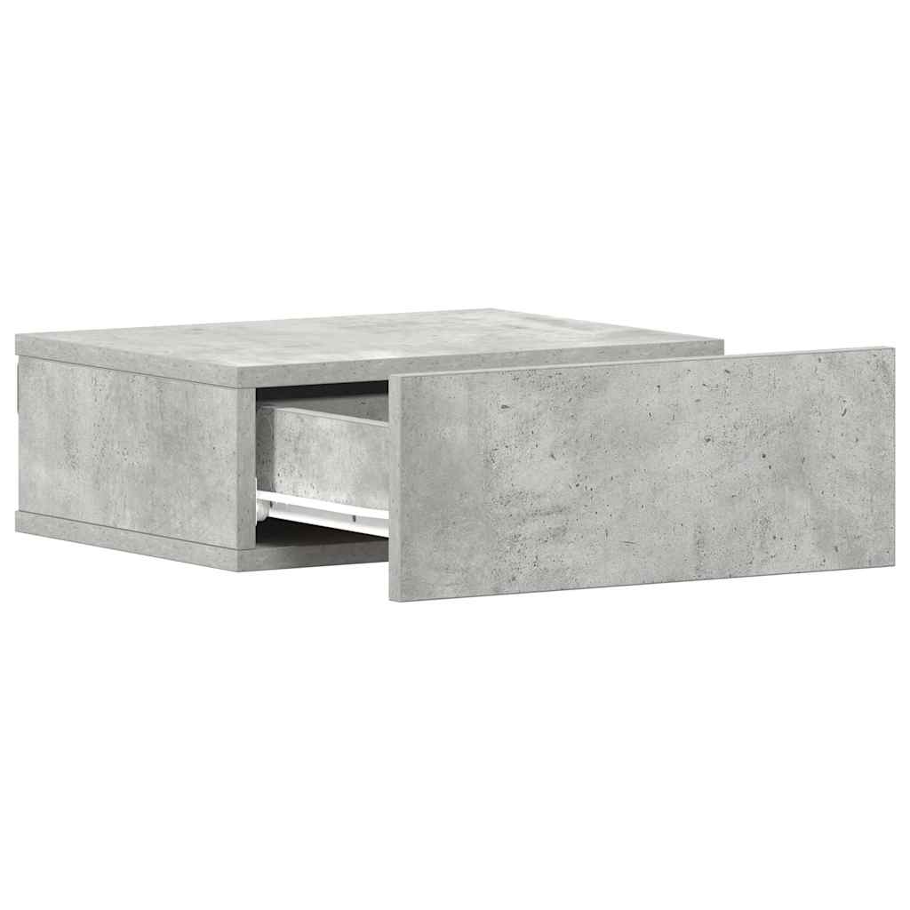 Flytende nattbord betonggrå 40x30x15 cm konstruert tre