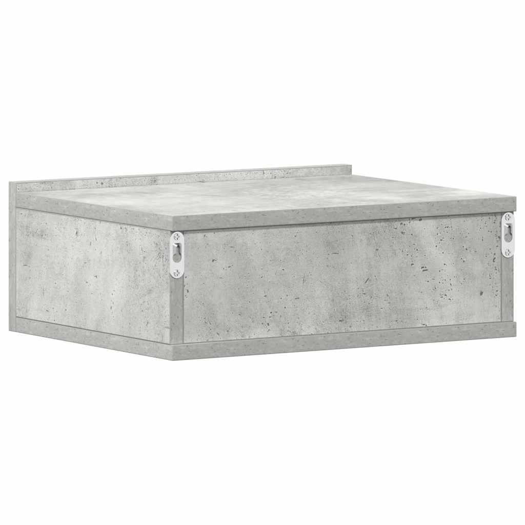 Flytende nattbord betonggrå 40x30x15 cm konstruert tre