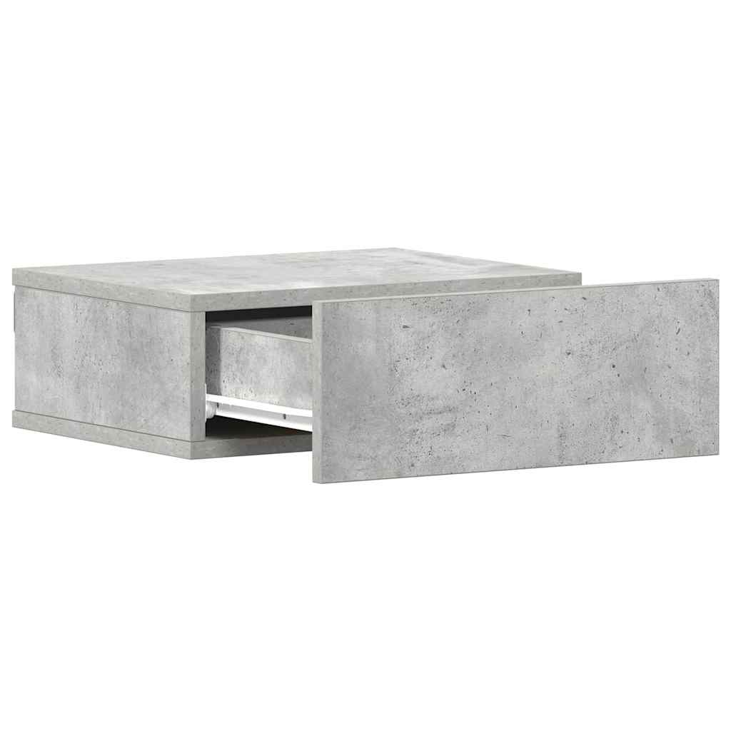 Flytende nattbord 2 stk betonggrå 40x30x15 cm konstruert tre