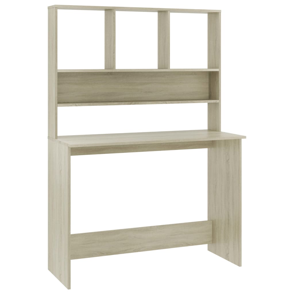 Skrivebord med hyller sonoma eik 110x45x157 cm sponplate vidaXL