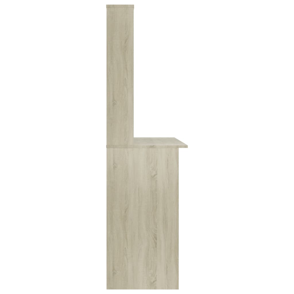 Skrivebord med hyller sonoma eik 110x45x157 cm sponplate vidaXL