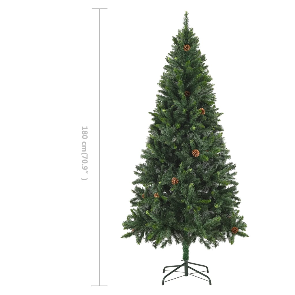 Kunstig juletre med furukongler grønn 180 cm