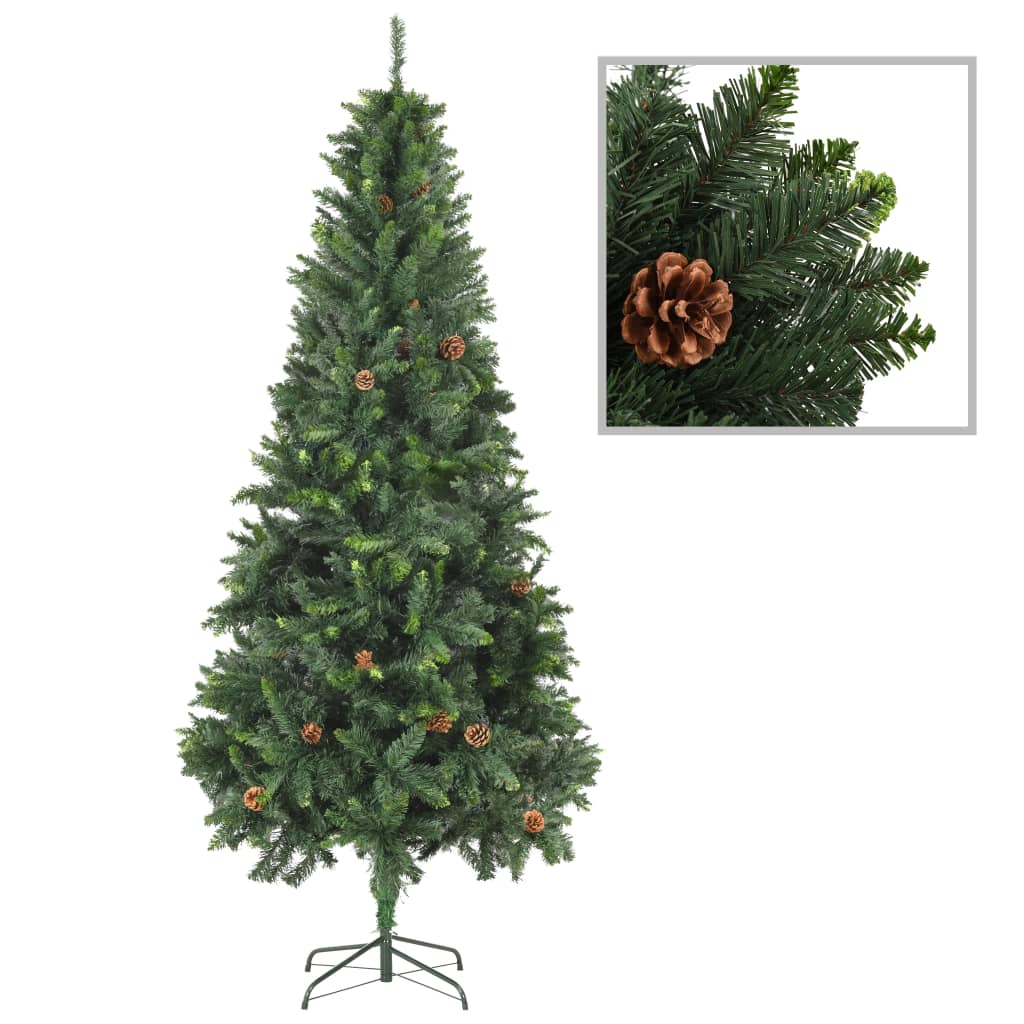Kunstig juletre med furukongler grønn 210 cm