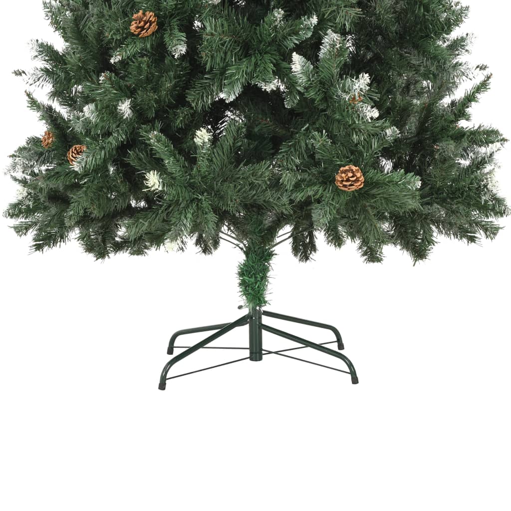Kunstig juletre med furukongler og hvitt glitter 210 cm