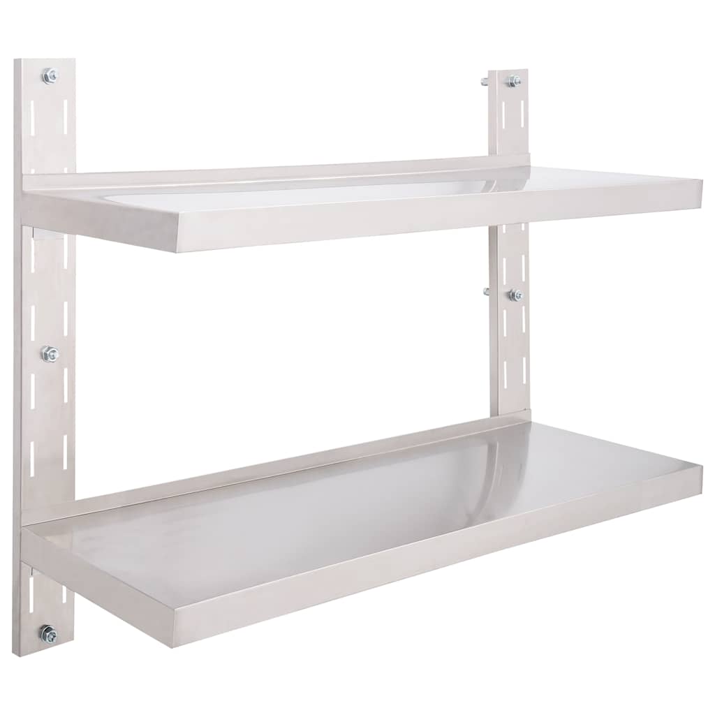 Flytende vegghylle 2 nivåer rustfritt stål 100x30 cm vidaXL