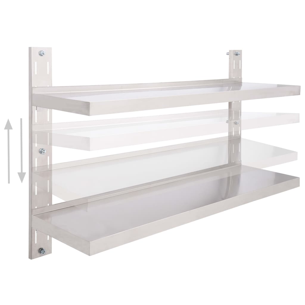 Flytende vegghylle 2 nivåer rustfritt stål 120x30 cm vidaXL