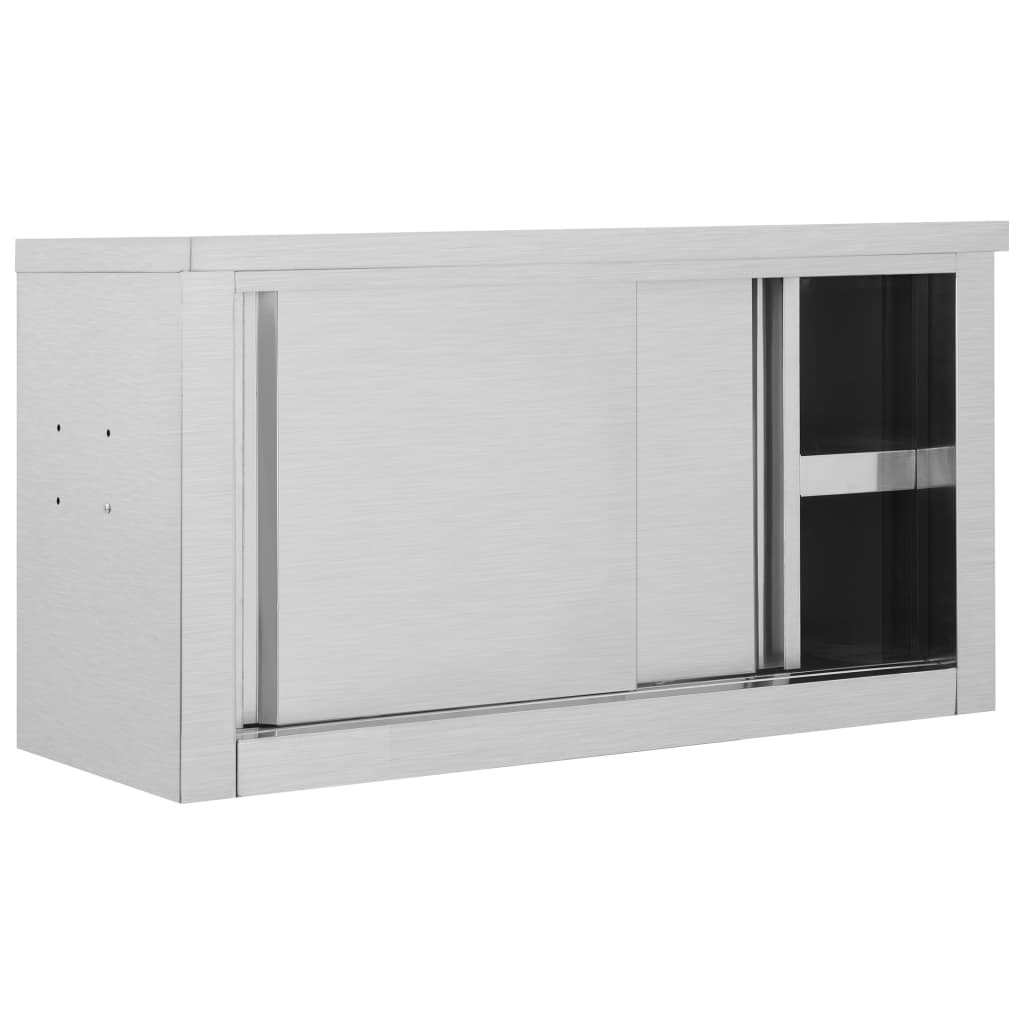 Kjøkkenskap vegg med skyvedører 90x40x50 cm rustfritt stål vidaXL