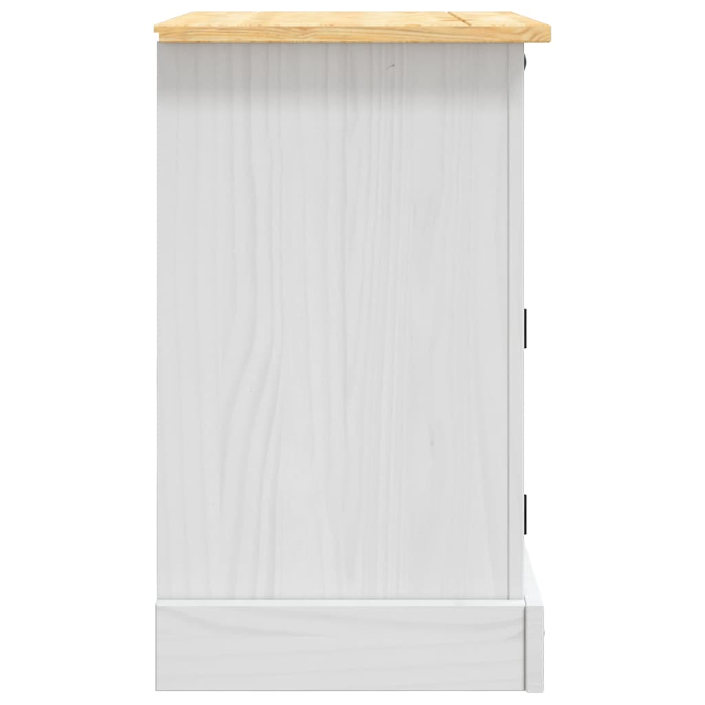 Nattbord meksikansk Corona-stil furu hvit 53x39x67 cm