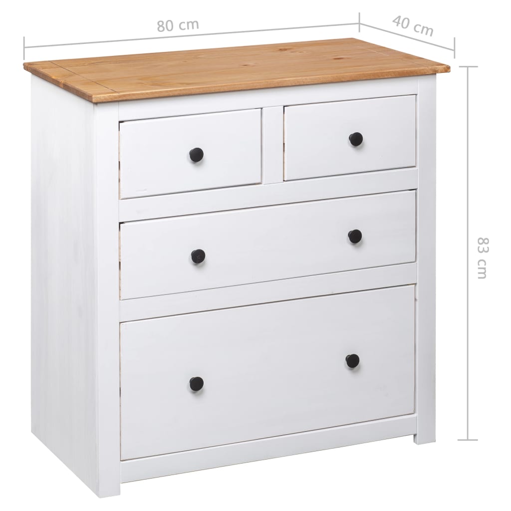 Skjenk hvit 80x40x83 cm furu Panama Range