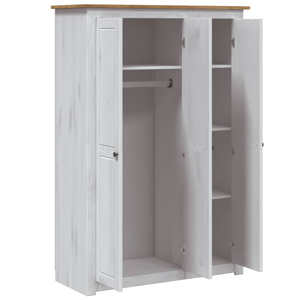 Garderobeskap 3 dører hvit 118x50x171,5 cm furu Panama Range