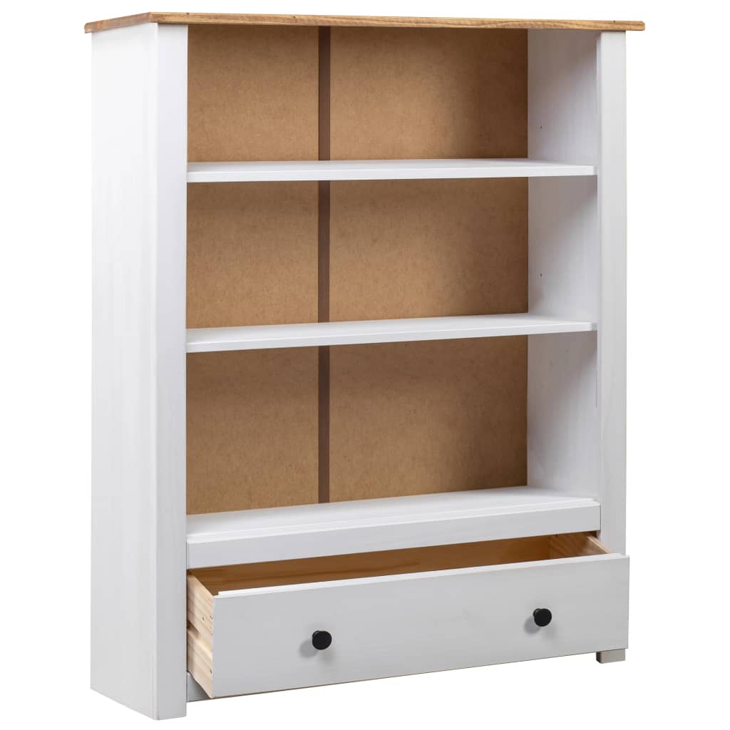 Bokhylle hvit 80x35x110 cm heltre furu Panama Range