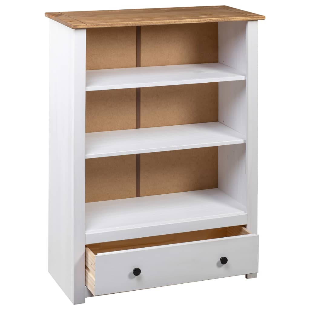 Bokhylle hvit 80x35x110 cm heltre furu Panama Range