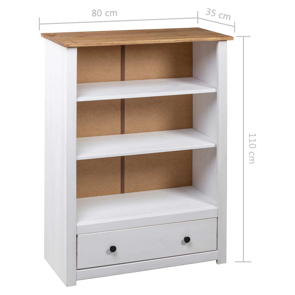 Bokhylle hvit 80x35x110 cm heltre furu Panama Range