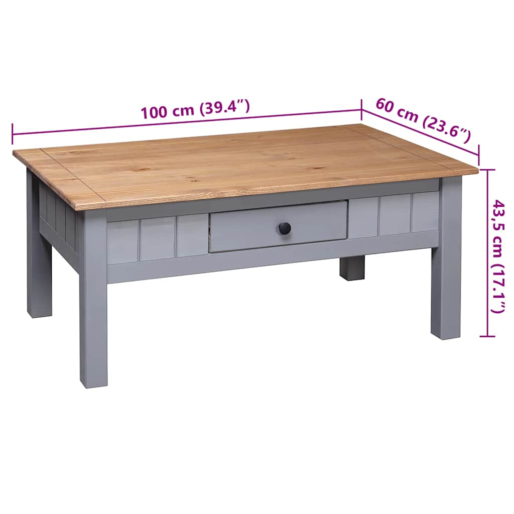 Salongbord grå 100x60x43,5 cm heltre furu Panama Range