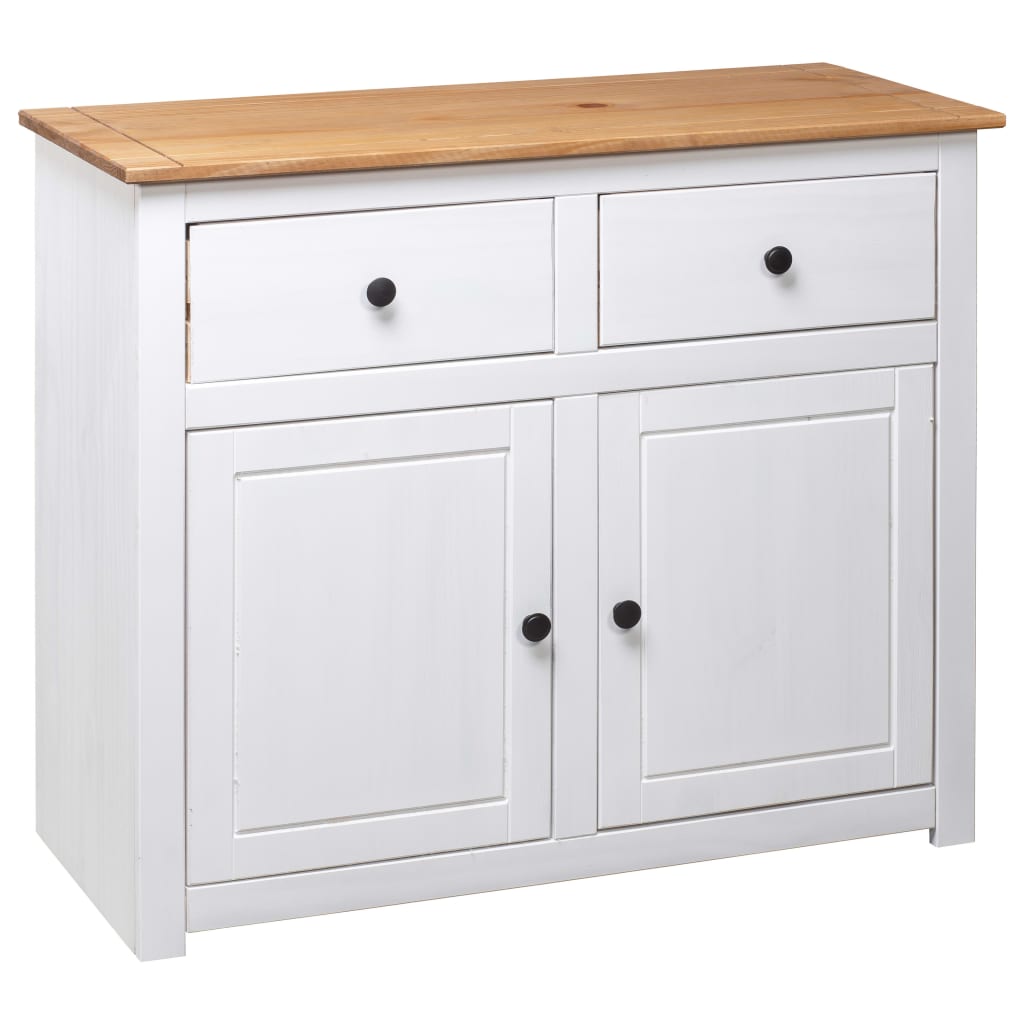 Skjenk hvit 93x40x80 cm heltre furu Panama Range