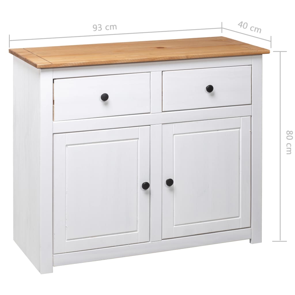 Skjenk hvit 93x40x80 cm heltre furu Panama Range